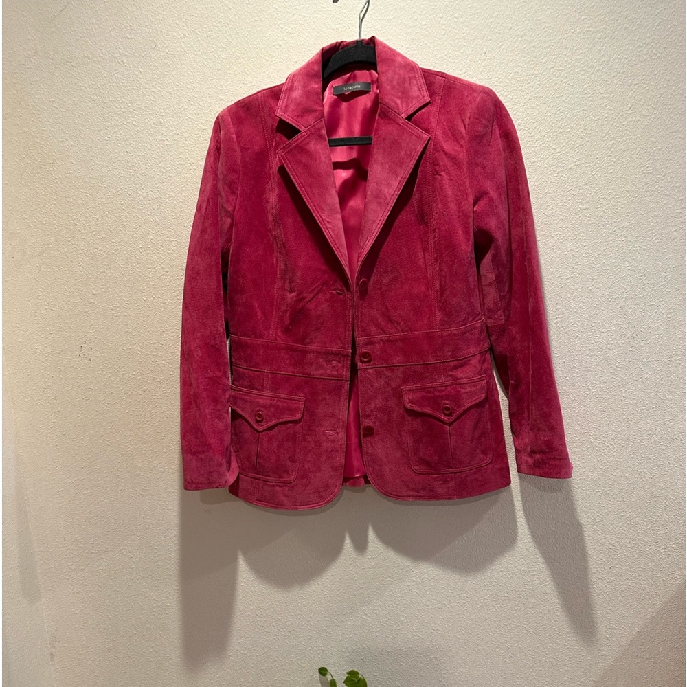 Excellent Condition Hot Pink Suede Liz Claiborne Leather Blazer, L